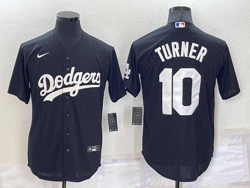 Men Los Angeles Dodgers #10 Turner Black Inversion Nike 2022 MLB Jerseys